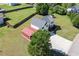 Bird's eye view of the property highlighting the home, yard, driveway, and the covered parking area at 195 Woodbridge Dr, Dallas, GA 30157