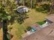 Aerial view of a large backyard with a storage shed and a patio at 2123 Juanita St, Decatur, GA 30032