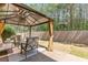 Backyard patio area featuring an outdoor living space and fenced yard at 4013 Suwanee Place Dr, Suwanee, GA 30024