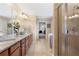 Modern bathroom with granite countertops, double sinks and tiled walk-in shower at 4538 Sterling Pointe Nw Dr, Kennesaw, GA 30152