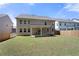 Backyard with grass and wood fence showcasing home's backyard patio at 2770 Westgate Park Dr, Loganville, GA 30052