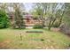 Expansive backyard featuring a lush lawn and mature trees offering privacy at 640 Saddle Ridge Trce, Roswell, GA 30076