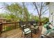 Outdoor deck featuring a seating area, outdoor grill, and wooded views perfect for entertaining or relaxing outside at 640 Saddle Ridge Trce, Roswell, GA 30076