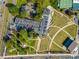 Bird's eye view of Elm Street Event Green with amphitheater, gardens and parking area at 815 Paden St, Woodstock, GA 30188