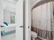 Bedroom entrance featuring an ensuite bathroom with enclosed shower at 1754 Water Springs Way, Dacula, GA 30019