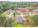 Aerial perspective of houses nestled in a lush, green neighborhood with mature trees and beautifully landscaped yards at 505 Bryson Lake Cir, Douglasville, GA 30134