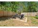 Cozy backyard firepit area with Adirondack chairs and wood fence, perfect for outdoor entertaining at 210 Cole Ct, Canton, GA 30114