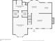 First floor layout featuring a living room, kitchen, dining area, bathroom, and primary bedroom at 495 Stratford Dr, Douglasville, GA 30134