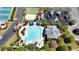 Aerial view of community pool, deck area, and lounge chairs at 302 Wickley Way, Woodstock, GA 30188