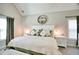Primary bedroom featuring a vaulted ceiling, plush bed, and carpeted floors at 453 Thorn Creek Way, Dallas, GA 30157