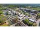 Scenic aerial view of a city district featuring a mix of commercial buildings, parking lots, and lush green spaces at 216 Ellis Ln, Woodstock, GA 30189