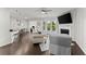 Bright, open-concept living room featuring dark wood floors and a cozy fireplace at 216 Ellis Ln, Woodstock, GA 30189