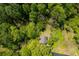 Aerial view of the home surrounded by a canopy of lush trees at 8211 Thompson St, Douglasville, GA 30134