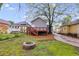 Fenced backyard with stone fire pit and a deck with stairs at 926 Welch Sw St, Atlanta, GA 30310