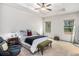 Spacious bedroom with large windows, tray ceiling, a ceiling fan and carpet flooring at 1195 Awenasa Dr, Villa Rica, GA 30180