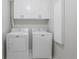 Laundry area featuring white washer and dryer, white cabinets and a laundry storage closet at 3235 Roswell Ne Rd # 721, Atlanta, GA 30305