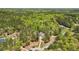 Expansive aerial view of a home surrounded by lush, mature trees with neighborhood homes afar at 45 Harvey Ave, Covington, GA 30016