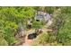 A tranquil backyard featuring mature landscaping and an outdoor fire pit, perfect for relaxation at 45 Harvey Ave, Covington, GA 30016