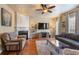 Cozy living room featuring hardwood flooring, a fireplace with mantel, and comfortable seating at 4880 Payson Se Ter, Atlanta, GA 30339