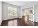 Bright office featuring french doors, hardwood floors and a view of the front yard at 4528 Venus Sw Ct, Powder Springs, GA 30127