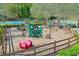 The community playground area is surrounded by mature trees and features modern equipment at 206 Mountain Vista Blvd, Canton, GA 30115