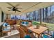 Covered patio features outdoor seating and dining area with views of landscaped backyard at 6460 Pine Ridge Cir, Cumming, GA 30041