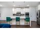 A modern kitchen features hardwood floors, white cabinets, stainless steel appliances and a center island at 224 Gallant Fox Way, Acworth, GA 30102