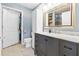 Well-lit bathroom with a modern vanity, storage cabinet, and access to a walk-in closet at 3040 Peachtree Nw Rd # 511, Atlanta, GA 30305