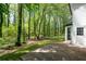 The backyard features mature trees and lush grass, offering a private outdoor space at 1061 Retner Dr, Mableton, GA 30126