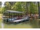 View of the boat dock featuring two boat slips and sitting area near the water at 803 Willow Oak Dr, Woodstock, GA 30189