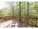 Wooden deck surrounded by mature trees, providing a tranquil outdoor space at 3810 Baverton Dr, Suwanee, GA 30024