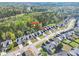 Residential aerial view showcasing a neighborhood with well-maintained homes and lush green landscaping at 205 E Skyline Vw, Dallas, GA 30157