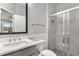 A modern bathroom features a glass door shower and sleek vanity at 501 Blackberry Ln, Canton, GA 30115