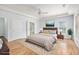 Spacious main bedroom with tray ceilings, hardwood floors, and a ceiling fan at 4505 Lakefield Bnd, Berkeley Lake, GA 30096