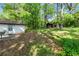 Lush backyard featuring mature trees, green grass, and a storage shed, offering a serene and private setting at 3944 Woburn Dr, Tucker, GA 30084