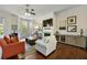 Bright living room featuring a fireplace, bay windows, and hardwood floors at 2808 Broughton Se Ln, Atlanta, GA 30339