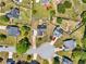 Aerial view highlighting the arrangement of properties in a cul-de-sac within a residential community at 1650 Willow River Run, Grayson, GA 30017