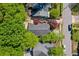 Aerial view of the property showcasing the home's roof, surrounding greenery, patio, and neighborhood at 777 Antone Nw St, Atlanta, GA 30318