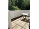 Private patio with white fence and table, ideal for outdoor relaxation and entertaining at 220 Rehobeth Way, Fayetteville, GA 30214