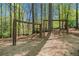 Swing set and playground equipment sits at the edge of the woods at 3531 Vintage Trl, Woodstock, GA 30189
