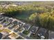 Aerial view of a neighborhood shows well-manicured lawns, spacious homes, and lush green spaces, providing a sense of community at 3825 Raeburn Rd, Cumming, GA 30028