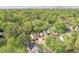 Panoramic aerial view showcasing a neighborhood surrounded by lush greenery with a city skyline in the distance at 1187 Newbridge Ne Trce, Atlanta, GA 30319