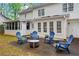 Inviting back patio with an outdoor fire pit and blue Adirondack chairs offers an ideal space for relaxation at 5663 Brookstone Nw Dr, Acworth, GA 30101