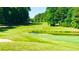 Scenic view of the lush green golf course, complete with a pond and mature trees at 5663 Brookstone Nw Dr, Acworth, GA 30101