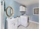 Laundry bathroom featuring a washer/dryer, a single sink vanity, and a shower at 150 Burke St Ne, Marietta, GA 30060