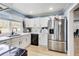 Well-lit kitchen with stainless steel appliances, white cabinets, ample counter space, and backyard views at 150 Burke St Ne, Marietta, GA 30060