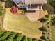Aerial view of the backyard showcasing a patio, landscaping, and a well-maintained lawn at 3024 Eamont Ter, Atlanta, GA 30328