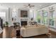 Bright living room with a fireplace, large windows, hardwood floors, and stylish furnishings for a cozy ambiance at 3024 Eamont Ter, Atlanta, GA 30328