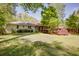 Serene backyard with a well-manicured lawn, mature trees, and a deck, creating a peaceful retreat at 2469 Hunting Valley Dr, Decatur, GA 30033