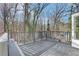 A wood back deck offers views of a wooded back yard at 5465 N Fork Sw Dr, Lilburn, GA 30047